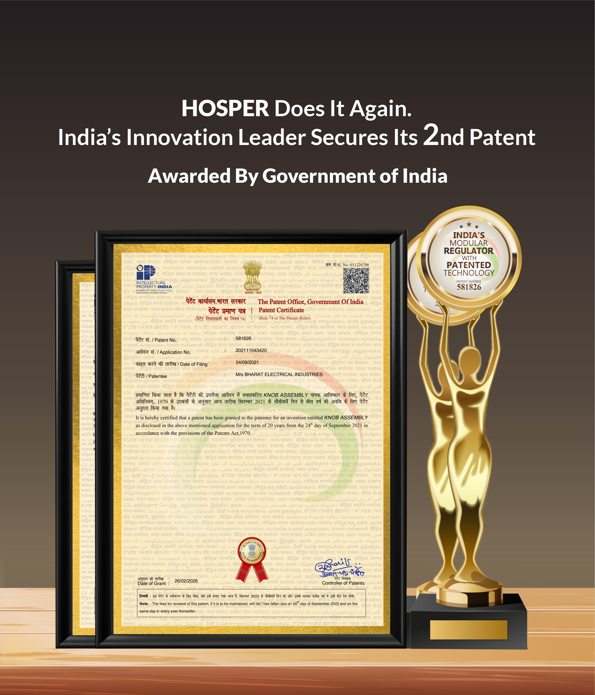 HOSPER 2nd Patent Certificate